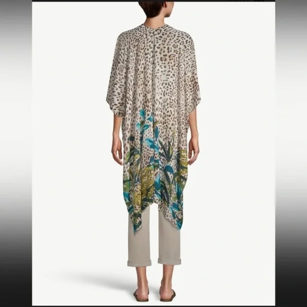 CHICO'S Leopard Print Ruana Duster - Picture 2 of 8